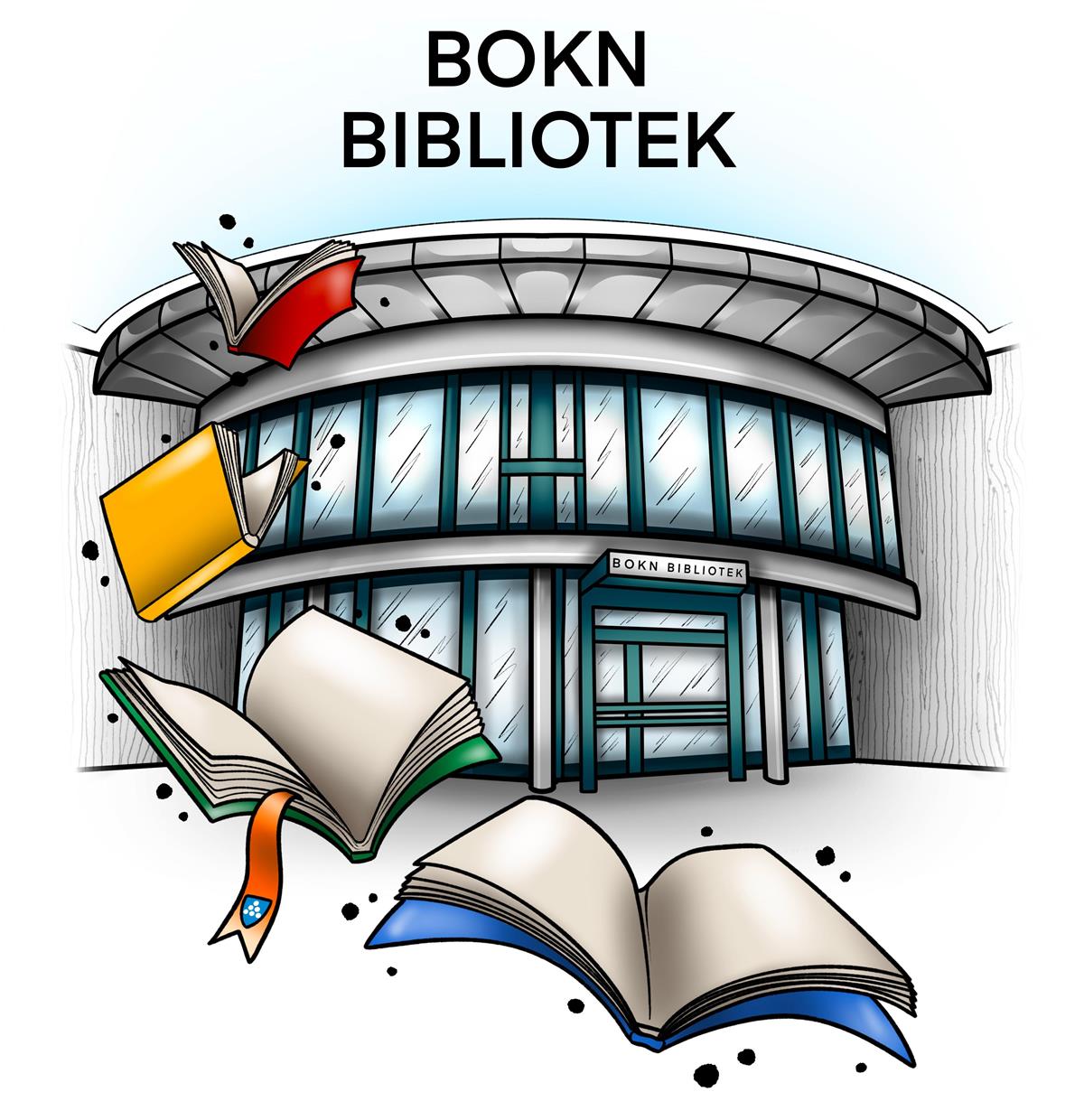 Logo for Bokn bibliotek, designa av Heidi Synnøve Djuve. - Klikk for stort bilete